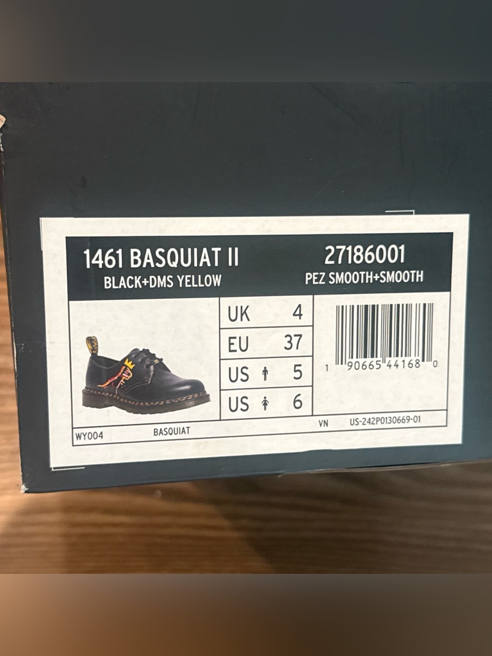 Men’s Size 5 / Womens Size 6 Dr. Martens Jean-Michael Basquiat 1461 Derby Oxford - Picture 10 of 10